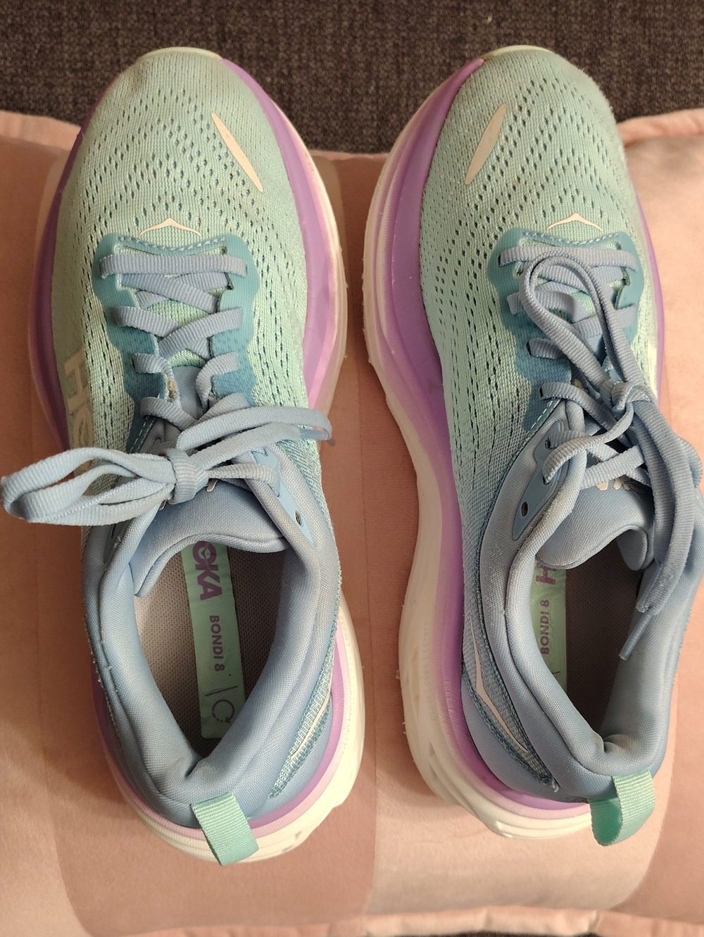 Used Hoka Women's Athletic Running Shoes - Mint Green & Lavender